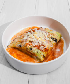 Crepe de camarón, champignon, ricota y muzzarella